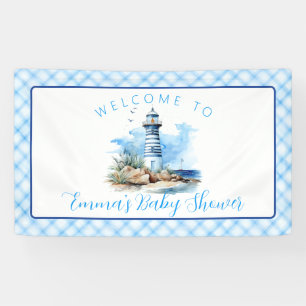 Nautical Blue Lighthouse Boy Baby Shower Banner