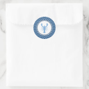 Nautical Blue Lobster coastal Classic Round Sticker