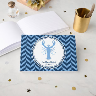 Nautical Blue Lobster coastal Guest Book