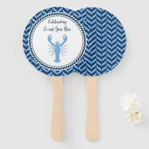 Nautical Blue Lobster coastal Hand Fan