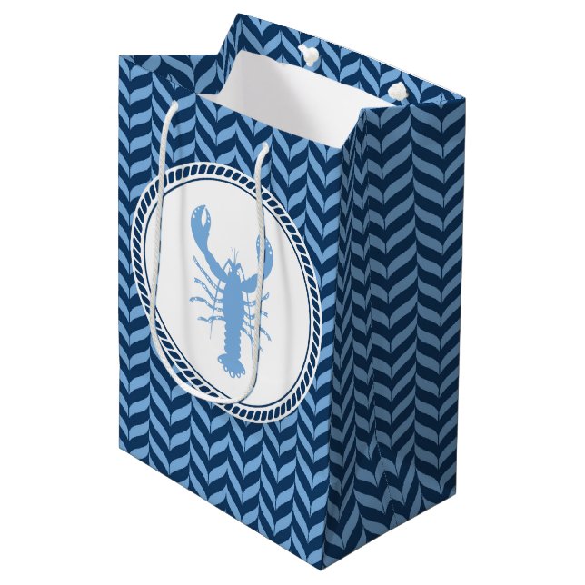 Nautical Blue Lobster coastal  Medium Gift Bag (Front Angled)