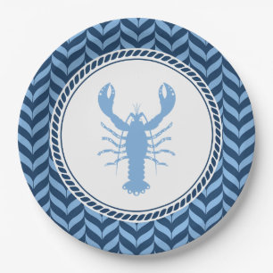 Nautical Blue Lobster coastal Paper Plate