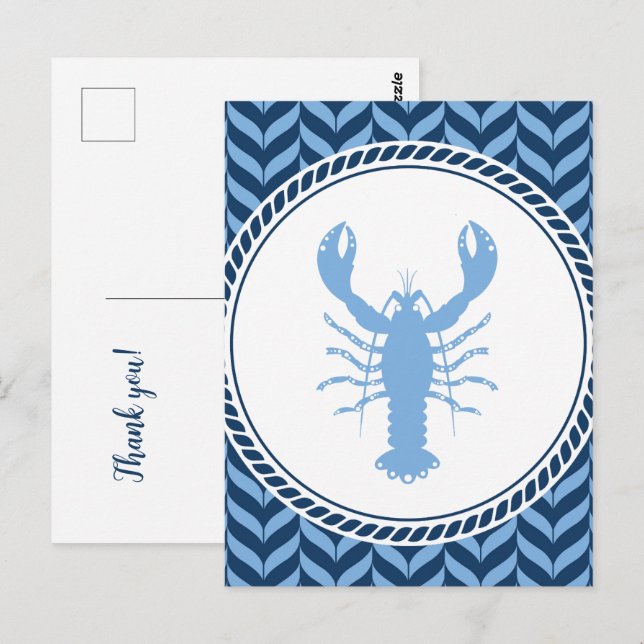 Nautical Blue Lobster coastal  Postcard (Front/Back)