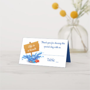 Nautical Blue Ocean Beach Summer Wedding Party Place Card