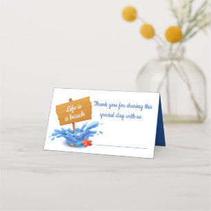 Nautical Blue Ocean Beach Summer Wedding Party Place Card