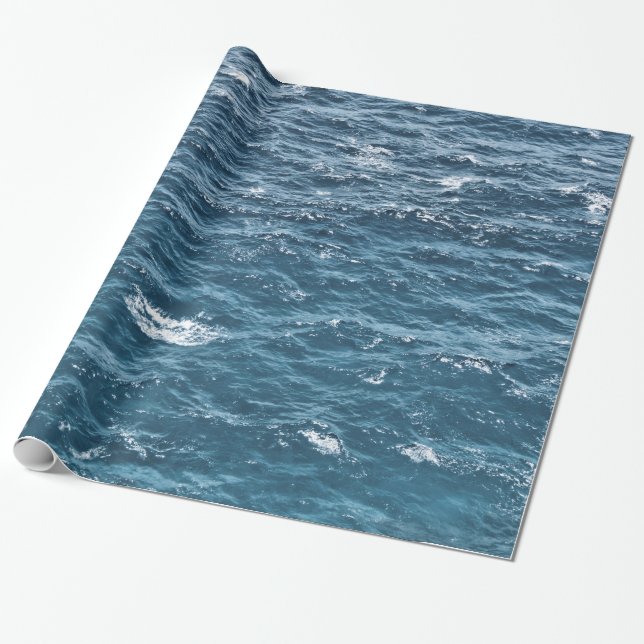 Nautical Blue Ocean Water Wrapping Paper (Unrolled)