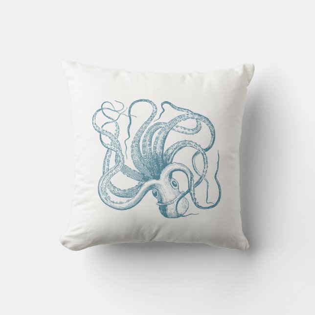 Nautical Blue Octopus Cushion (Front)