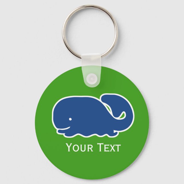 Nautical Blue Preppy Whale Personalised Key Ring (Front)