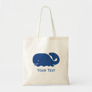 Nautical Blue Preppy Whale Personalised Tote Bag