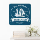 Nautical Blue Retro Yacht Club Family Sign
