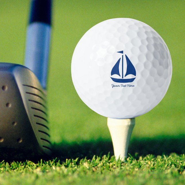 Nautical Blue Sailboat preppy personalised Golf Balls (Creator Uploaded)