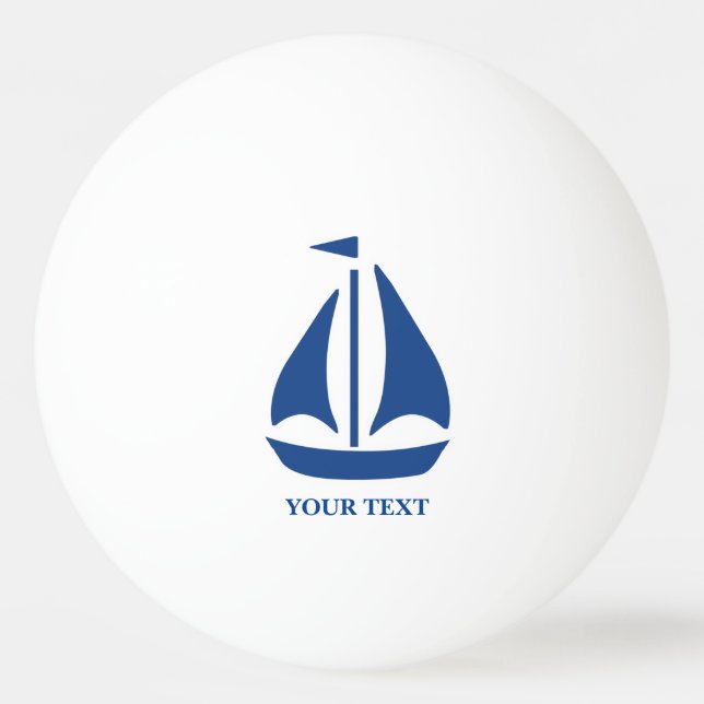 Nautical Blue Sailboat preppy personalised Ping Pong Ball (Back)