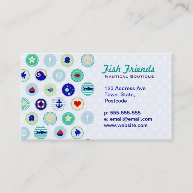 Nautical Blue Sailor Pattern Business Card (Front)