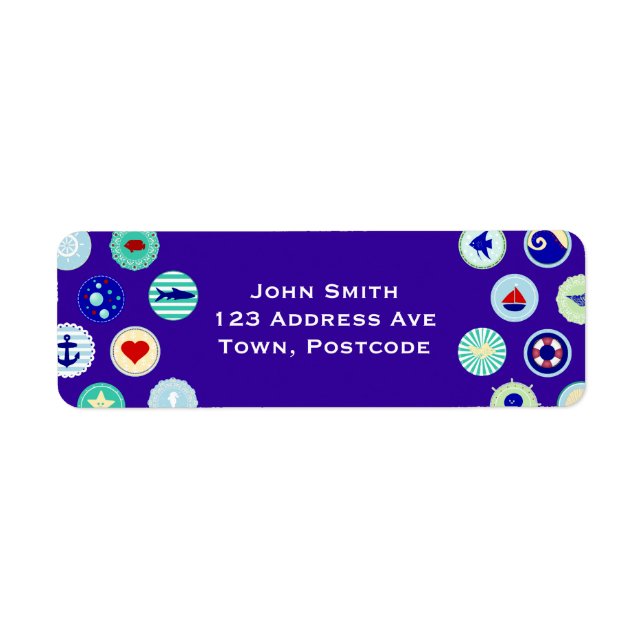 Nautical Blue Sailor Pattern Return Address Label (Front)