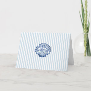 Nautical Blue Seashell Blue Stripe Card