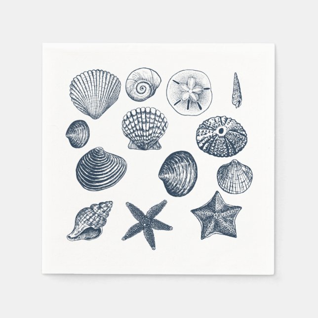 Nautical Blue Shells Napkin (Front)