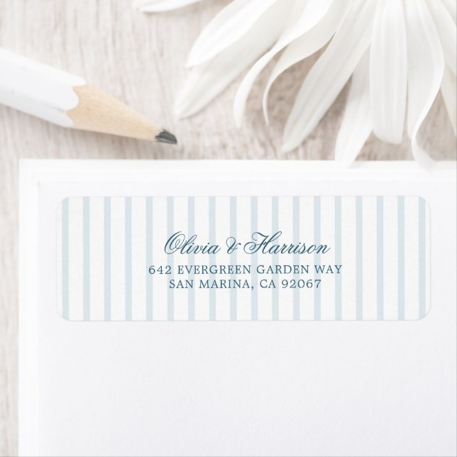 Nautical Blue Stripe Elegant Return Address Labels (Insitu)