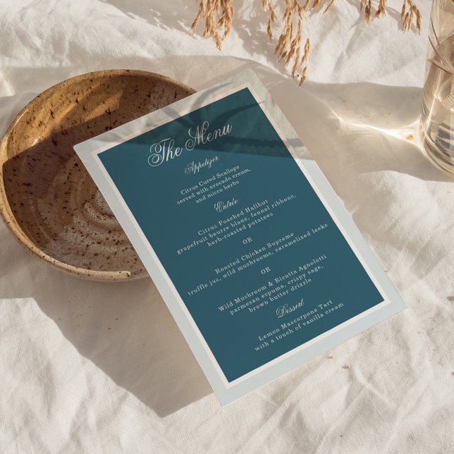 Nautical Blue Stripe Elegant Wedding Menu Card (Creator Uploaded)
