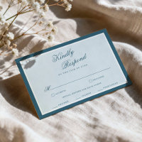 Nautical Blue Stripe Elegant Wedding RSVP Card