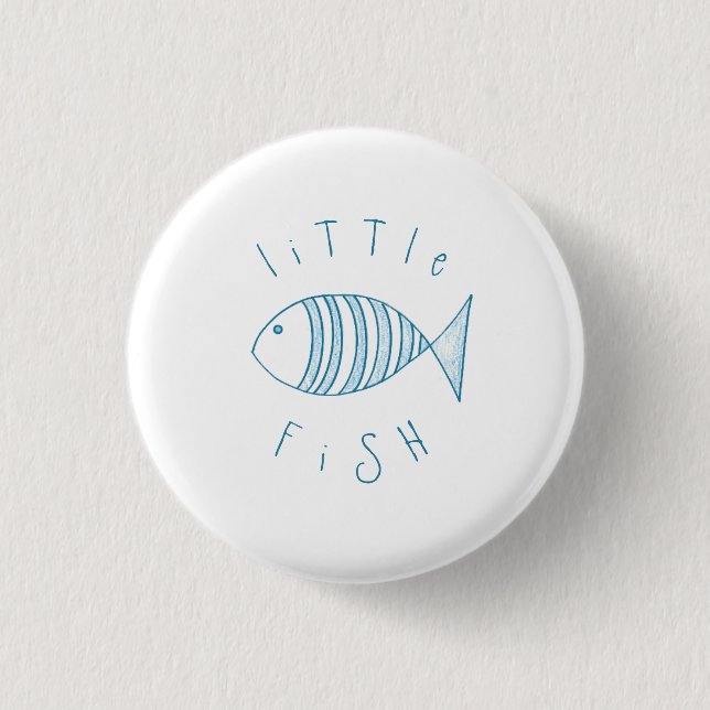 Nautical Blue Stripe Little Fish  3 Cm Round Badge (Front)