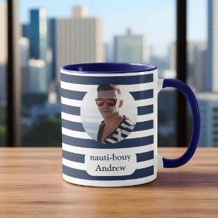 Nautical Blue Stripe Photo Mug