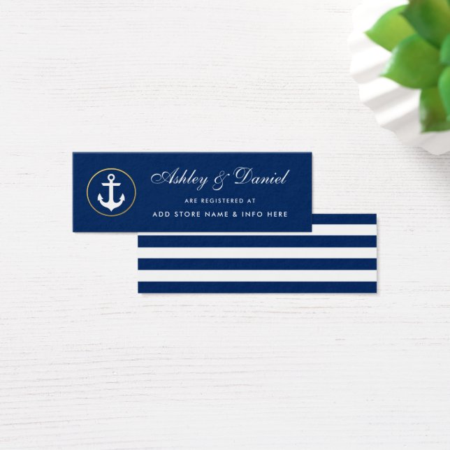 Nautical Blue Striped Wedding Registry Insert Card (Desk)