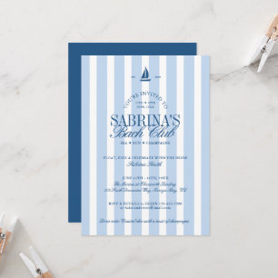 Nautical Blue Stripes Bachelorette Party Invitation