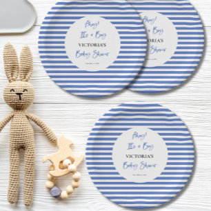 Nautical Blue Stripes Boy Baby Shower Paper Plate