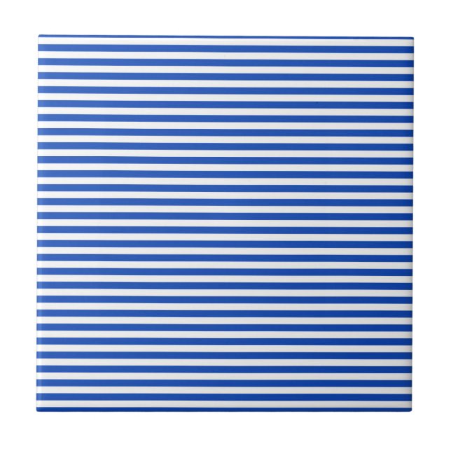 Nautical Blue Stripes Ceramic Tile (Front)
