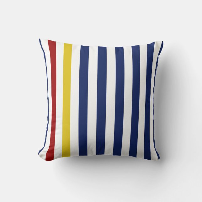 Nautical Blue Stripes Cushion (Front)