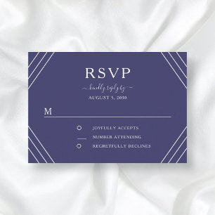 Nautical Blue Stripes Gold Anchor Wedding RSVP