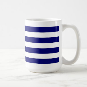 Nautical blue stripes & white ribbon bow graphic coffee mug