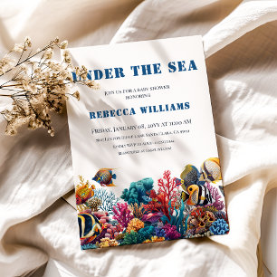 Nautical Blue Under the Sea Boy Baby Shower Invitation