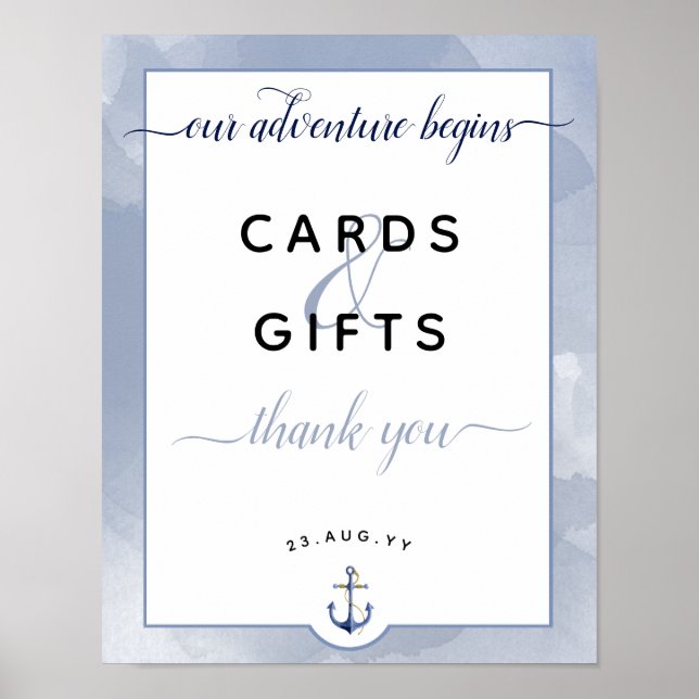 #Nautical Blue #Watercolor Cards & Gifts Wedding Poster (Front)