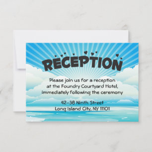 Nautical Blue Wedding Reception Beach Sunrise Invitation