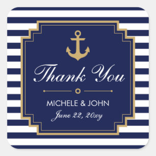 Nautical Blue Wedding Thank You Favours Stickers