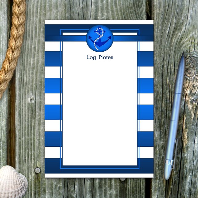 Nautical Blue White Anchor Log Post-it Notes (Creator Uploaded)