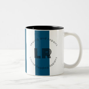 nautical blue white stripe background Two-Tone coffee mug