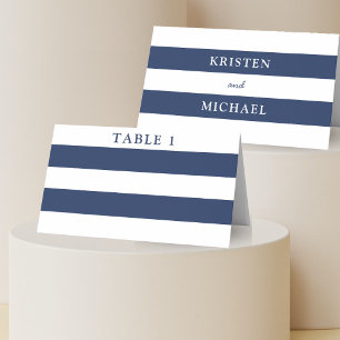 Nautical Blue & White Striped Wedding Place Card
