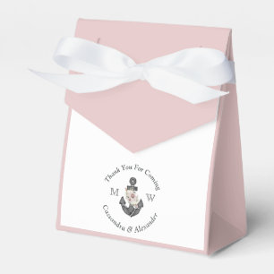 Nautical Blush Pink Floral Anchor Wedding  Favour Box