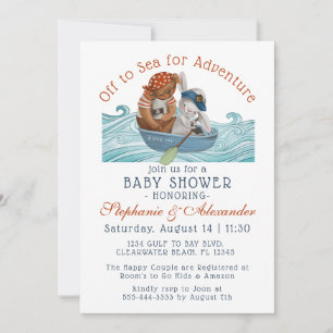 Nautical Boat Ahoy It's a Boy Baby Invitation