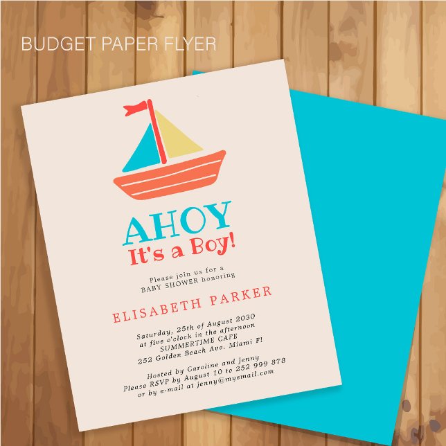 Nautical boat Ahoy Its a Boy chic baby shower Flye Flyer (Creator Uploaded)