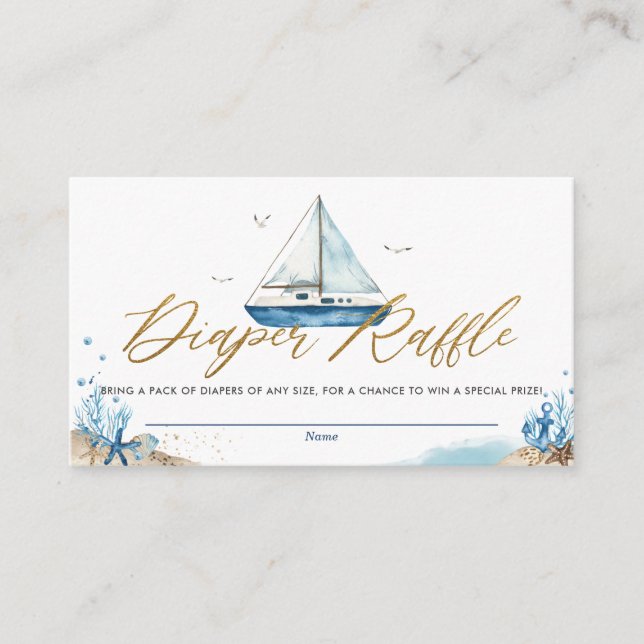 Nautical Boat Ahoy It's a Boy Diaper Raffle Enclos Enclosure Card (Front)