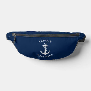 Nautical Boat Anchor and Name Captain Custom Bum Bags