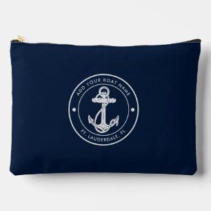 Nautical Boat Anchor and Name Custom Accessory Pouch