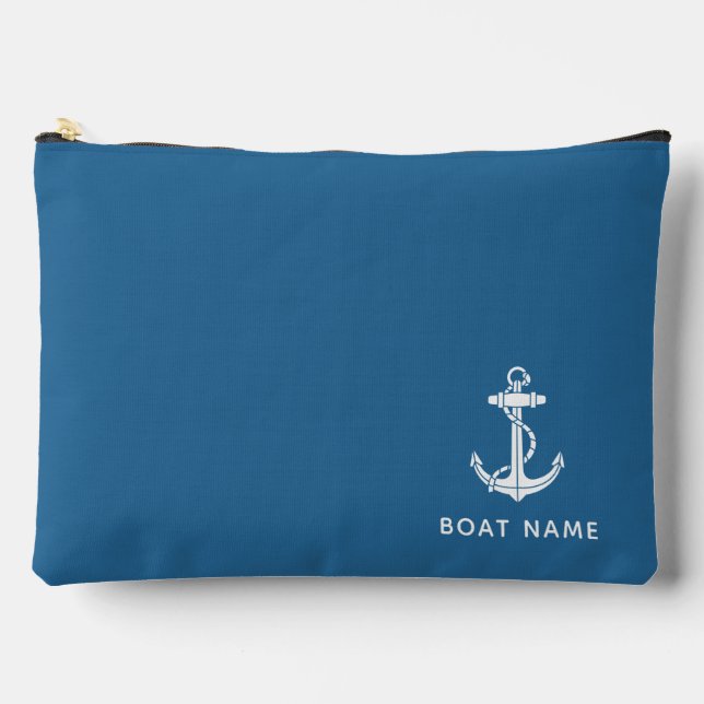 Nautical Boat Anchor and Name Custom  Accessory Pouch (Front)