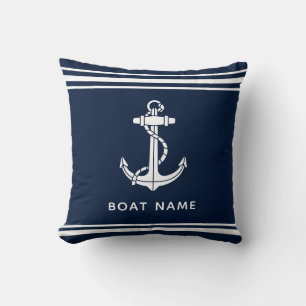 Nautical Boat Anchor and Name Custom Cushion