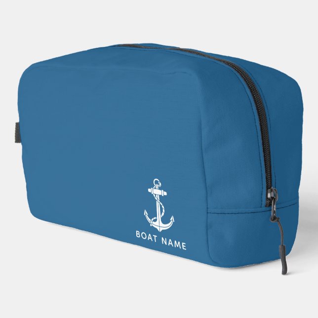 Nautical Boat Anchor and Name Custom  Dopp Kit (Right Corner)