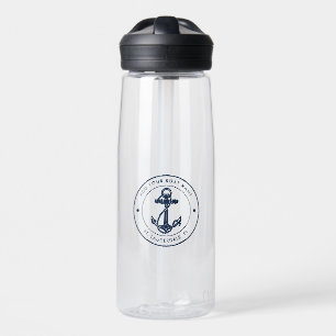 Nautical Boat Anchor and Name Custom Water Bottle