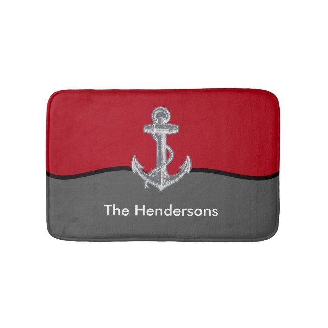 Nautical Boat Anchor Bath Mat (Front)